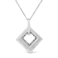 Pavé diamond kite pendant necklace in sterling silver – 18’’
