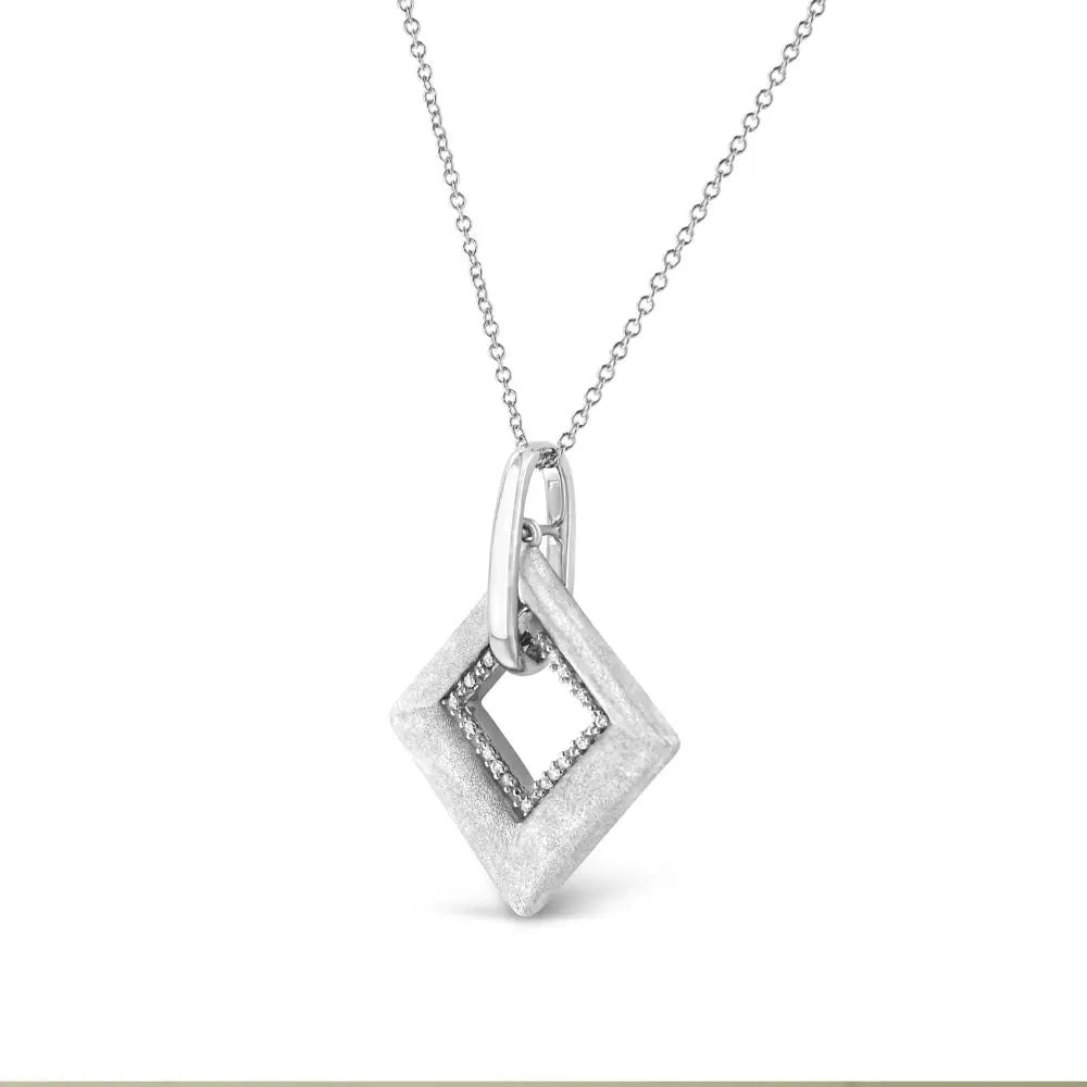 Pavé diamond kite pendant necklace in sterling silver – 18’’