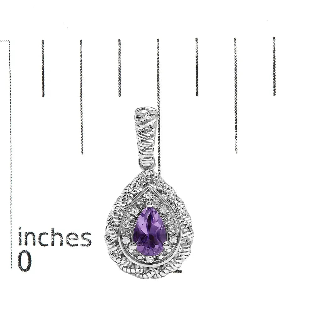 Pear-cut amethyst & diamond accent teardrop drop earrings in sterling silver