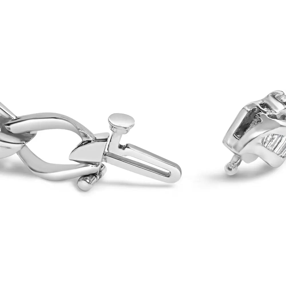 Platinum 2 1/5 Cttw Baguette Diamond Channel Link Bracelet (H-I Color, SI1-SI2 Clarity) - 7" Inches - Bijoux-NYC Direct