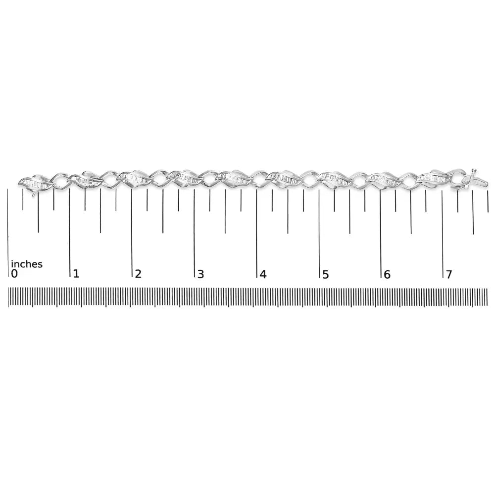 Platinum 2 1/5 Cttw Baguette Diamond Channel Link Bracelet (H-I Color, SI1-SI2 Clarity) - 7" Inches - Bijoux-NYC Direct