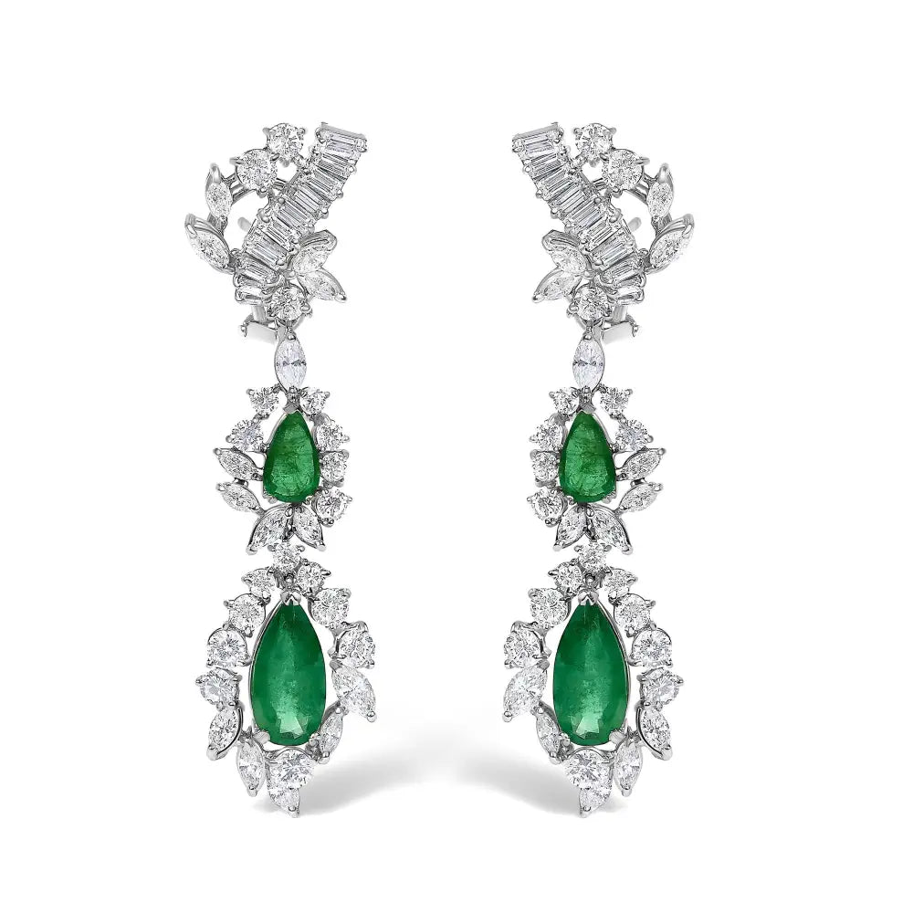 Platinum brazilian emerald and diamond jewelry set 38.30ct 19.76ct bijoux-nyc direct