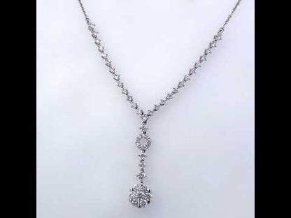 14K White Gold 6/7 Cttw Diamond Drop and V Necklace (H-I Color, SI1-SI2 Clarity) -18" Inches