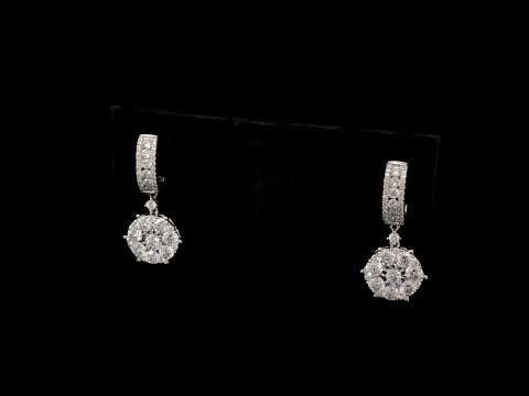 14K White Gold 2 1/3 Cttw Diamond Cluster Drop and Dangle Earrings (F-G Color, VS2-SI1 Clarity)