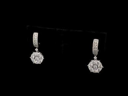 14K White Gold 2 1/3 Cttw Diamond Cluster Drop and Dangle Earrings (F-G Color, VS2-SI1 Clarity)