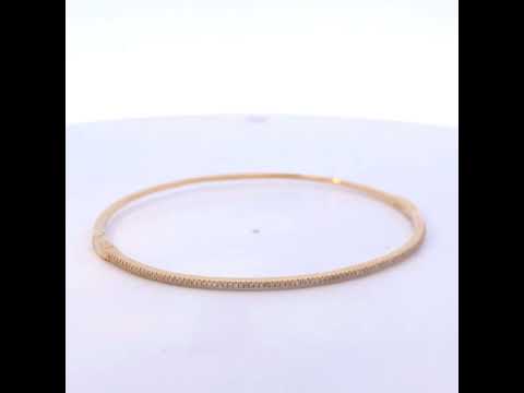 14K Yellow Gold 1/3 Cttw Diamond Half Eternity Bangle Bracelet (I-J Color, I2-I3 Clarity) - 7.75" Inches