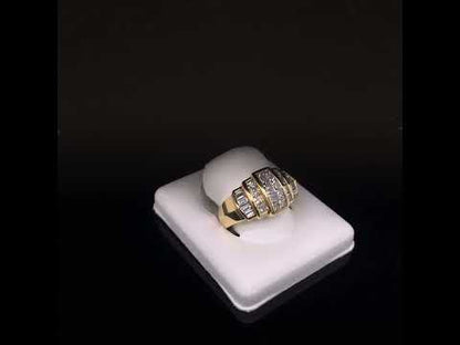 14K Yellow Gold 1 3/4 Cttw Baguette and Princess-Cut Diamond Step Up Tapered Cocktail Ring Band (G-H Color, VS1-VS2 Clarity)