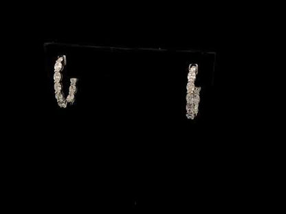 14K White Gold 2 3/4 Cttw Oval Cut Lab Grown Diamond Inside Out Hoop Earrings