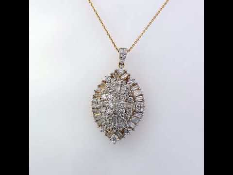 14K White and Yellow Gold 2.00 Cttw Diamond Cluster Pear Shaped Pendant Necklace (G-H Color, SI2-I1 Clarity) -20" Inches