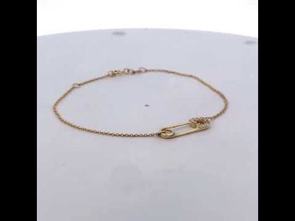 10K Yellow Gold 1/10 Cttw Diamond Paperclip Charm Adjustable Link Bracelet  (J-J Color, I1-I2 Clarity) - 7.25 Inch