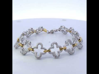 .925 Two-tone Sterling Silver 1/10 Cttw Natural Round Diamond Fashion Tennis Bracelet (I-J Color, I1-I2 Clarity) - 7"