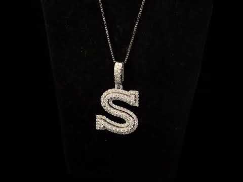 .925 Sterling Silver 1 1/10 Cttw Round Lab-Grown Diamond "S" Pendant Necklace - 18"