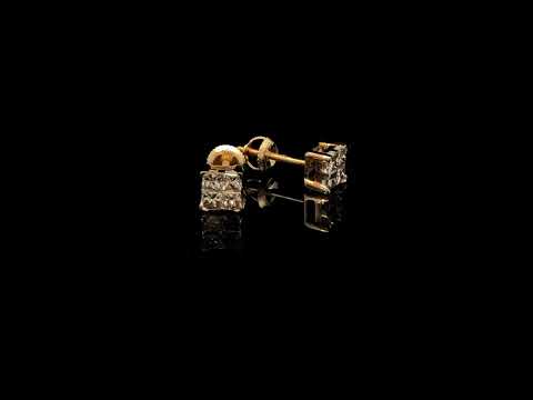 14K Yellow Gold 1/2 Cttw Invisible Set Princess Diamond Composite Square Stud Earring (K-L Color, SI1-SI2 Clarity)