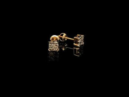 14K Yellow Gold 1/2 Cttw Invisible Set Princess Diamond Composite Square Stud Earring (K-L Color, SI1-SI2 Clarity)