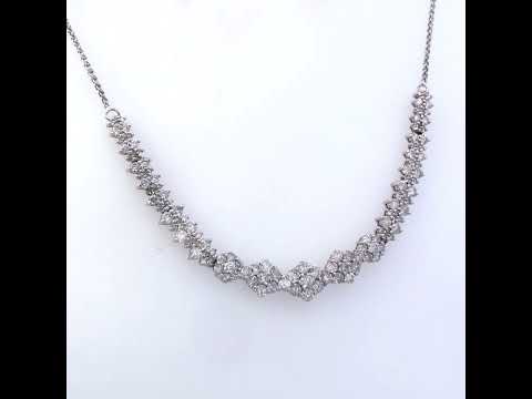 14K White Gold 2.00 Cttw Diamond Composite Cluster Bar Necklace (H-I Color, I2-I3 Clarity) - 18" Inches