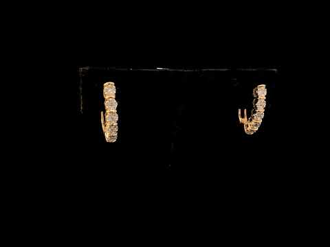 14k Yellow Gold 1/2 Cttw Diamond Cluster Hoop Earrings (H-I Color, SI2-I1 Clarity)