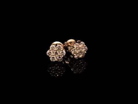 14K Yellow Gold 1.0 Cttw Diamond Floral Stud Earrings (J-K Color, VS2-SI1 Clarity)