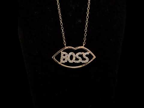14K Yellow Gold Plated Silver 1/4 Cttw Diamond "Boss" Pendant Necklace - 18 Inch