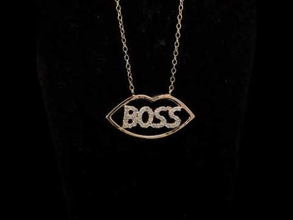 14K Yellow Gold Plated Silver 1/4 Cttw Diamond "Boss" Pendant Necklace - 18 Inch