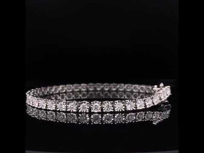 14K White Gold 3.0 Cttw Lab Grown Diamond Illusion-Set Miracle Plate Tennis Bracelet (F-G Color, VS1-VS2 Clarity) - Size 7.25"