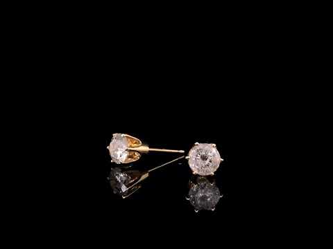 14K Yellow Gold Diamond Solitaire 6-Prong Single Solitaire Stud Earring (3/8 cttw, I-J Color, I2-I3 Clarity)