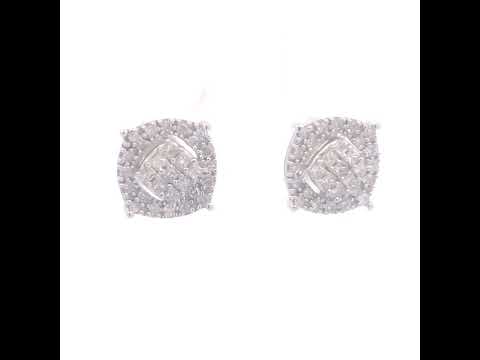 10K White Gold 1/2 Cttw Diamond Cushion Shaped Composite Stud Earrings (I-J Color, I1-I2 Clarity)