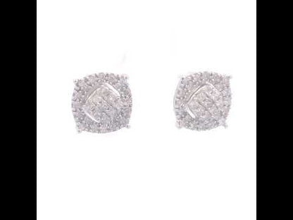 10K White Gold 1/2 Cttw Diamond Cushion Shaped Composite Stud Earrings (I-J Color, I1-I2 Clarity)