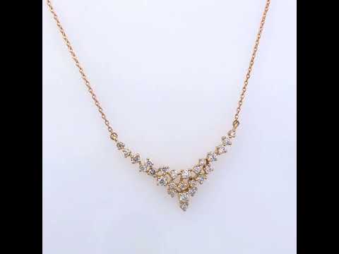 14K Yellow Gold 1/2 Cttw Diamond Scattered "V" Necklace (I-J Color, SI2-I1 Clarity) - 18" Inches