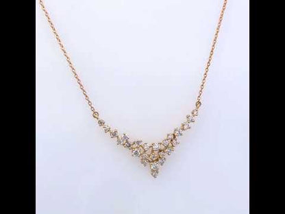 14K Yellow Gold 1/2 Cttw Diamond Scattered "V" Necklace (I-J Color, SI2-I1 Clarity) - 18" Inches