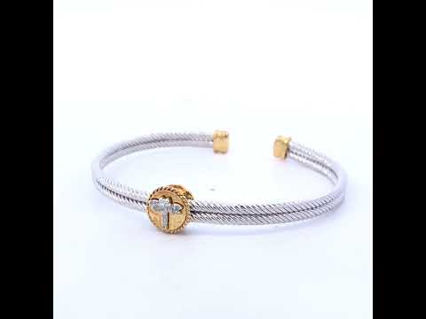 18K Yellow Gold Plated .925 Sterling Silver Diamond Accent Dragonfly Medallion Bangle Bracelet (I-J Color, SI1-SI2 Clarity) - 7.75 Inches
