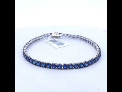 Men's .925 Sterling Silver Created Blue Sapphire Tennis Bracelet - 8.5" Inches