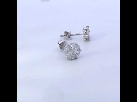 14K White Gold 1.00 Cttw Pie Cut Diamond Solitaire Style Stud Earring (H-I Color, SI1-SI2 Clarity)