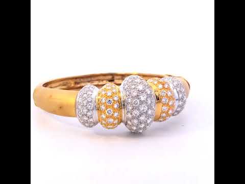 18K Gold 6.00 Cttw Diamond Graduating Dome Bangle Bracelet (G-H Color, VS2-SI1 Clarity)