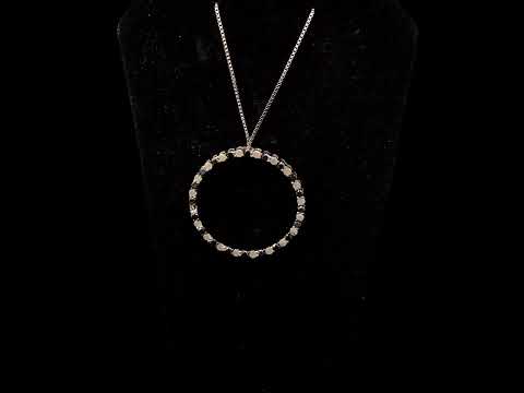 .925 Sterling Silver 1.0 Cttw Alternating Black and White Diamond Open Hoop Circle Pendant Necklace - 18" Inches
