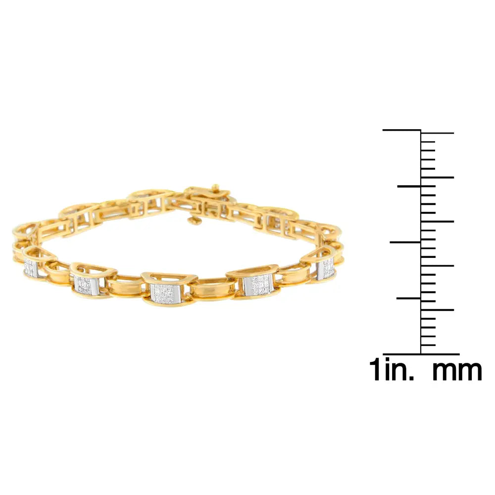 Princess cut diamond chain link bracelet in 14k yellow gold – 1 cttw