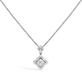 Princess-cut diamond geometric pendant in 10k white gold 18 inch bijoux-nyc direct