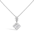 Princess cut diamond rhombus drop pendant in 10k white gold 1/2 cttw bijoux-nyc direct