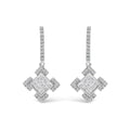 Princess cut diamond geometric dangle earrings in 10k white gold 1/2 cttw bijoux-nyc direct