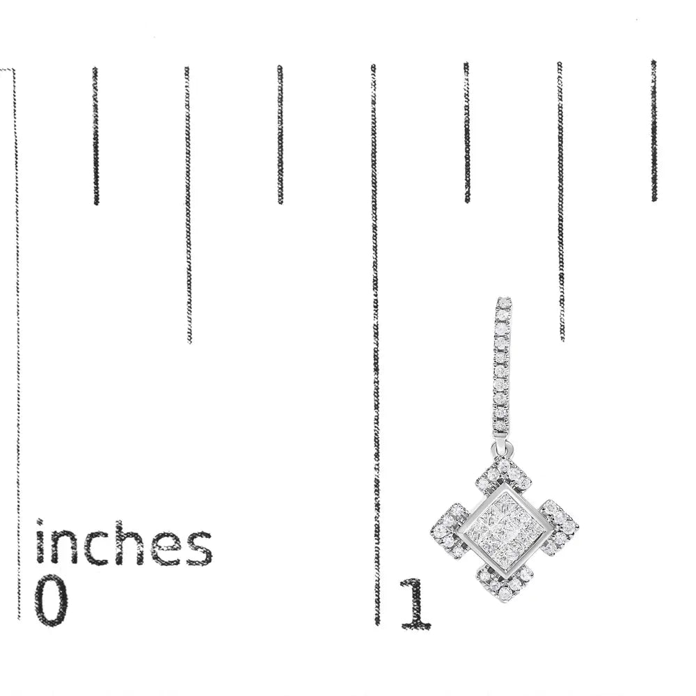 Princess cut diamond geometric dangle earrings in 10k white gold 1/2 cttw bijoux-nyc direct