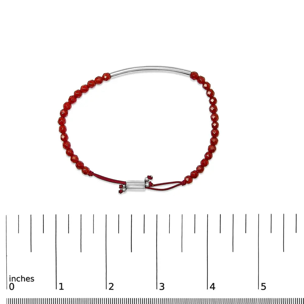 Red jasper bead station bracelet in.925 sterling silver with bolo clasp bijoux-nyc direct
