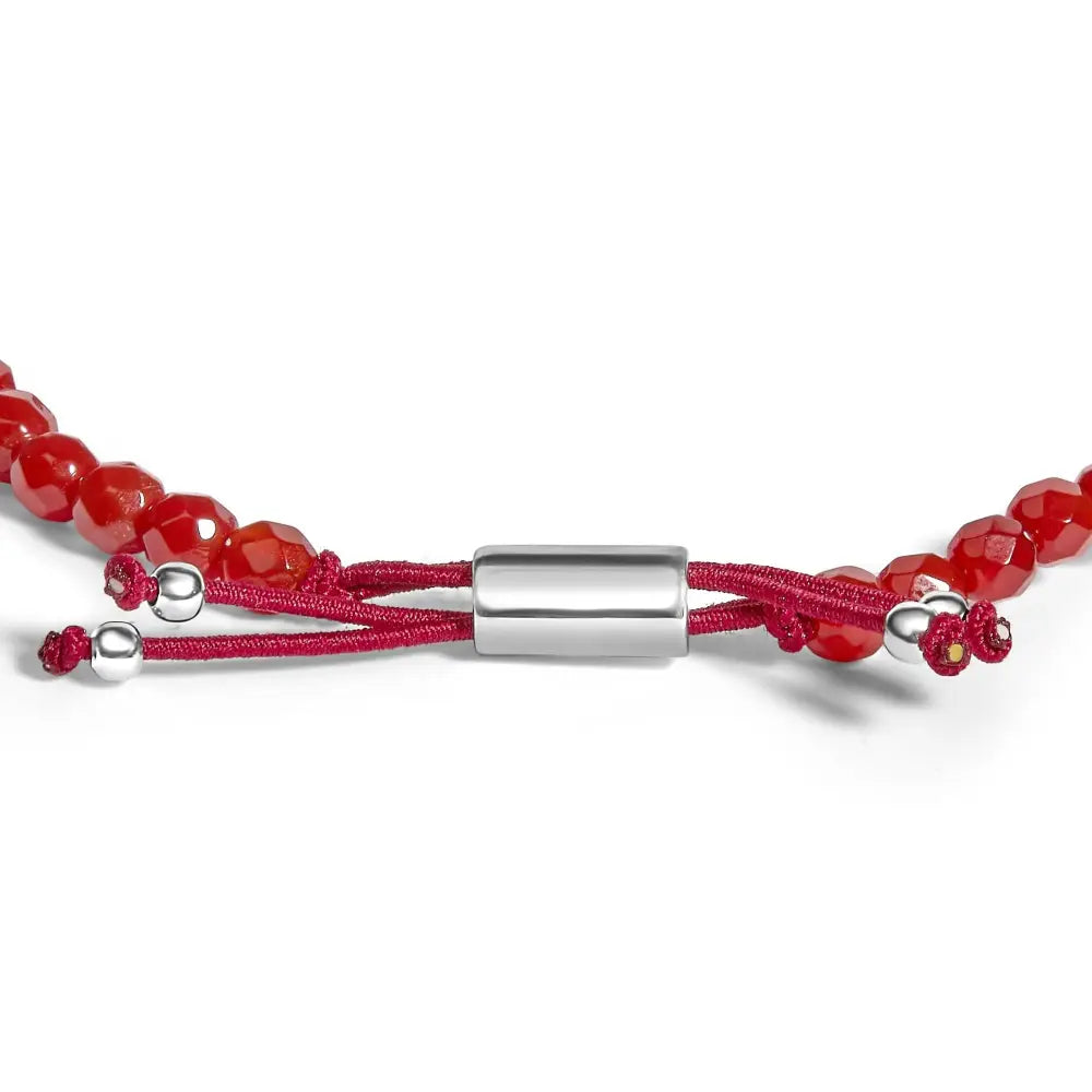 Red jasper bead station bracelet in.925 sterling silver with bolo clasp bijoux-nyc direct