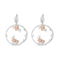 Diamond floral dangle earrings in rose gold sterling silver – 1/10 ct