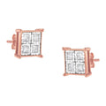 3/4 cttw princess cut diamond square stud earrings in rose gold silver bijoux-nyc direct