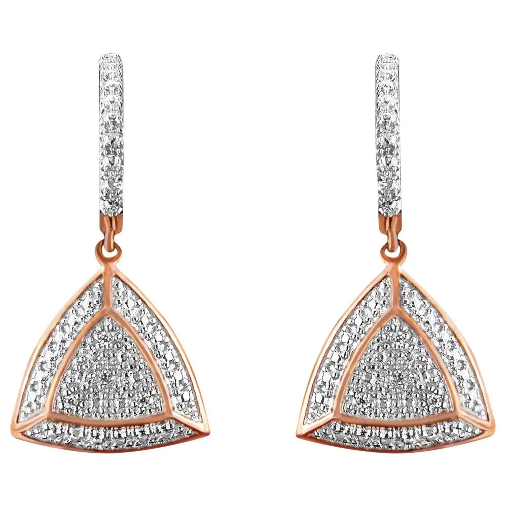 Rose Gold Plated Sterling Silver Round Cut Diamond Fashion Dangle Earrings (0.03 cttw, H-I Color, I2-I3 Clarity) - Bijoux-NYC Direct