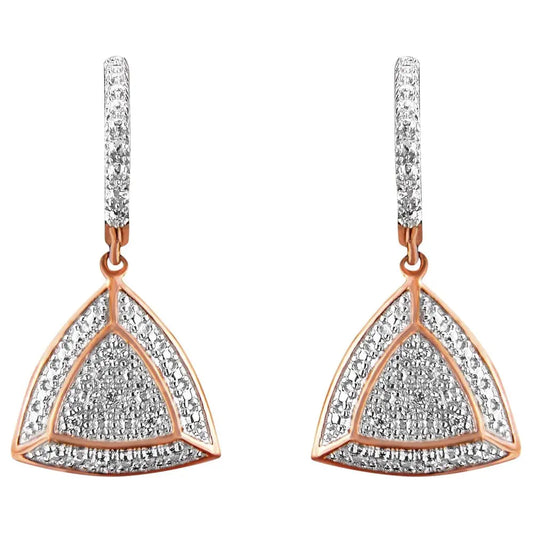 Rose Gold Plated Sterling Silver Round Cut Diamond Fashion Dangle Earrings (0.03 cttw, H-I Color, I2-I3 Clarity) - Bijoux-NYC Direct