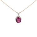 Rose gold vermeil sterling silver 1/5 cttw diamond pink quartz necklace bijoux-nyc direct