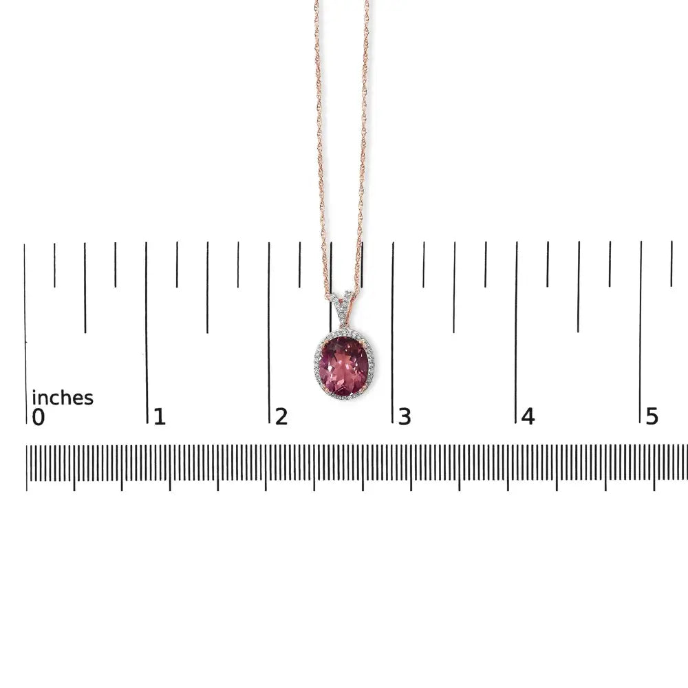 Rose gold vermeil sterling silver 1/5 cttw diamond pink quartz necklace bijoux-nyc direct
