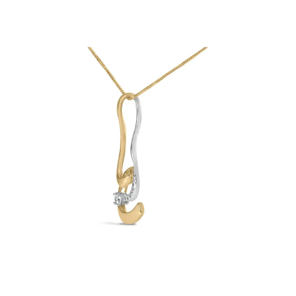 Round diamond swirl two-tone 10k gold pendant necklace 1/10 cttw bijoux-nyc direct