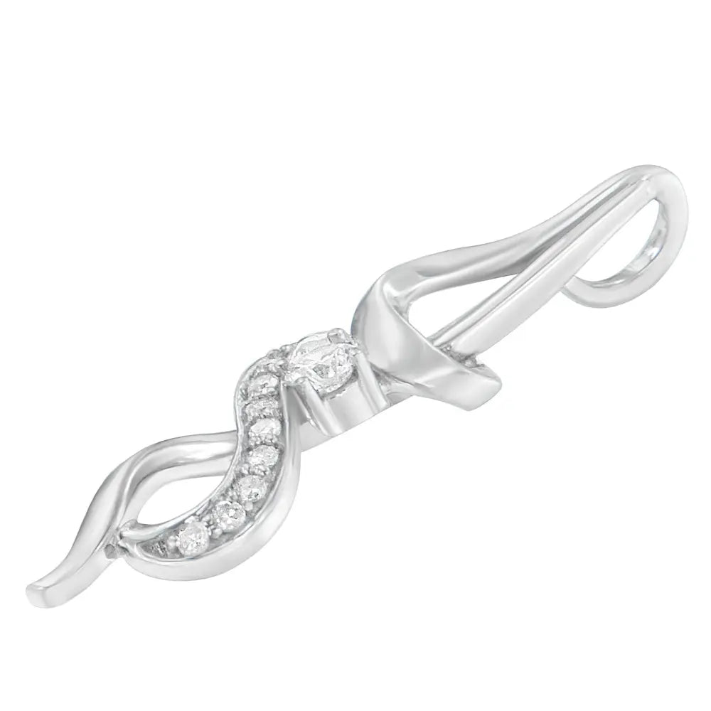1/5 cttw round diamond swirl pendant necklace in 10k white gold bijoux-nyc direct