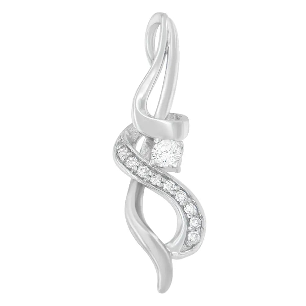 1/5 cttw round diamond swirl pendant necklace in 10k white gold bijoux-nyc direct